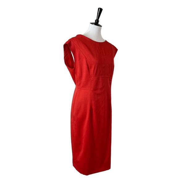 Escada Sheath Dress Diona Cap Sleeve Round Neck Red Euro Size 40 Women’s 8 - Picture 2 of 10